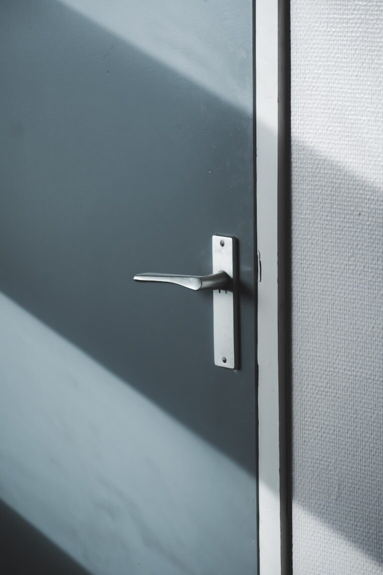 Türklinke entfernen und keine Schraube vorhanden: Die ultimative DIY-Anleitung für „unsichtbare“ Beschläge silver door lever on gray door